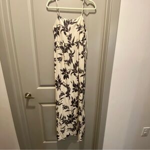 Monteau Cream and Black Floral Maxi Dress